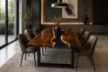 Live Edge Resin Dining Table with Black Epoxy River – Modern Solid Wood Dining Table