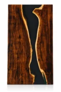Live Edge Resin Dining Table with Black Epoxy River – Modern Solid Wood Dining Table - Image 2