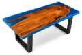 Wide Blue Epoxy Resin River Dining Table – Live Edge Solid Wood Dining Table - Image 2