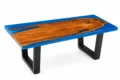 Wide Blue Epoxy Resin River Dining Table – Live Edge Solid Wood Dining Table - Image 4