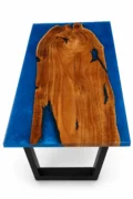 Wide Blue Epoxy Resin River Dining Table – Live Edge Solid Wood Dining Table - Image 5