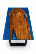 Wide Blue Epoxy Resin River Dining Table – Live Edge Solid Wood Dining Table - Image 6
