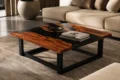 Live Edge Resin Dining Table with Black Epoxy River – Modern Solid Wood Dining Table - Image 3