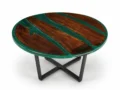 Round Green Epoxy Resin Coffee Table – Live Edge Solid Wood Center Table - Image 2