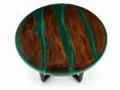 Round Green Epoxy Resin Coffee Table – Live Edge Solid Wood Center Table - Image 4