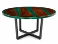 Round Green Epoxy Resin Coffee Table – Live Edge Solid Wood Center Table - Image 5