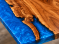 Wide Blue Epoxy Resin River Dining and Coffee Table | Live Edge Solid Wood Dining Table - Image 2