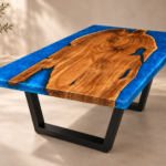 Solid Wood Live Edge Epoxy Resin Coffee and Dining Table