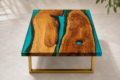 Turquoise Transparent Epoxy Resin Dining Table | Custom Made Epoxy Dining and Coffee Table - Image 7