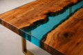 Turquoise Transparent Epoxy Resin Dining Table | Custom Made Epoxy Dining and Coffee Table - Image 3