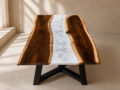 White Wood Epoxy Resin Dining Table | Custom Made Epoxy Dining and Coffee Table - Image 5