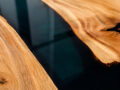 Dark Green Epoxy Resin Coffee Table with Live Edge Wood – Modern Center Table | Custom Made Table - Image 3