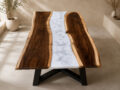 White Wood Epoxy Resin Dining Table | Custom Made Epoxy Dining and Coffee Table - Image 2