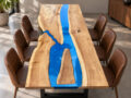 Blue Multi Wood Epoxy Resin Dining Table | Custom Made Epoxy Dining and Coffee Table - Image 2