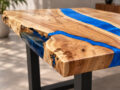 Blue Multi Wood Epoxy Resin Dining Table | Custom Made Epoxy Dining and Coffee Table - Image 4