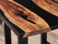 Jet Black Epoxy Resin Coffee Table with Live Edge Wood – Modern Center Table | Custom Made Table - Image 2