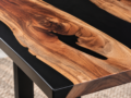 Jet Black Epoxy Resin Coffee Table with Live Edge Wood – Modern Center Table | Custom Made Table - Image 3