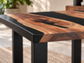 Jet Black Epoxy Resin Coffee Table with Live Edge Wood – Modern Center Table | Custom Made Table - Image 4