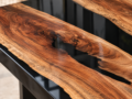 Jet Black Epoxy Resin Coffee Table with Live Edge Wood – Modern Center Table | Custom Made Table - Image 6